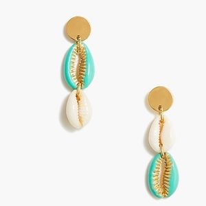 New! J Crew Shell Drop Statement Earrings Aqua